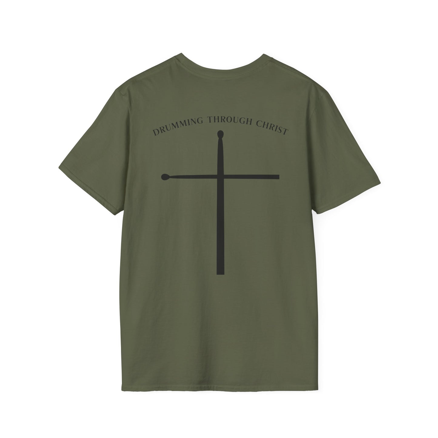 Drumming through Christ cross shirt
