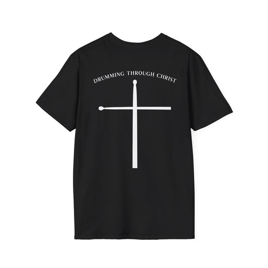 Drumming through Christ cross shirt